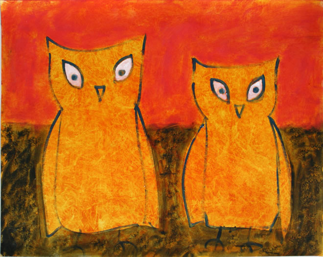 2 Orange Owlets