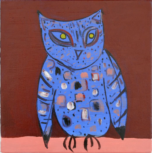 Blue Owl on Brown