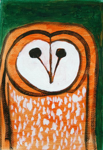 Orange Owl on Green