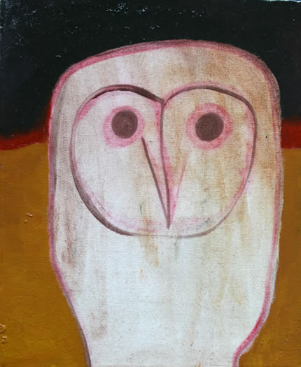 Owl on Orange and Black