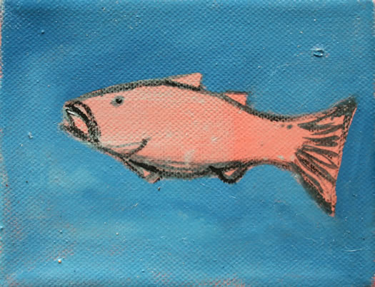 Pink Fish on Blue