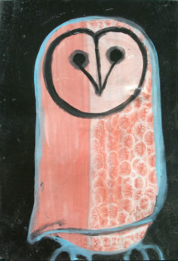 Pink Owl on Black