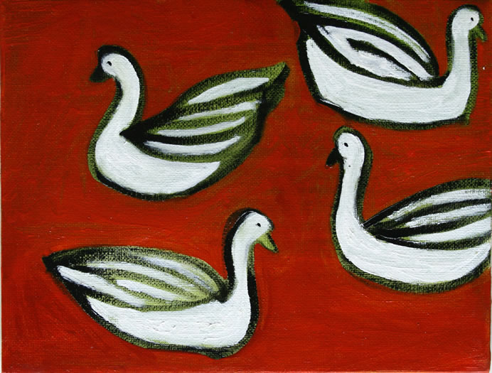 Goslings on Red